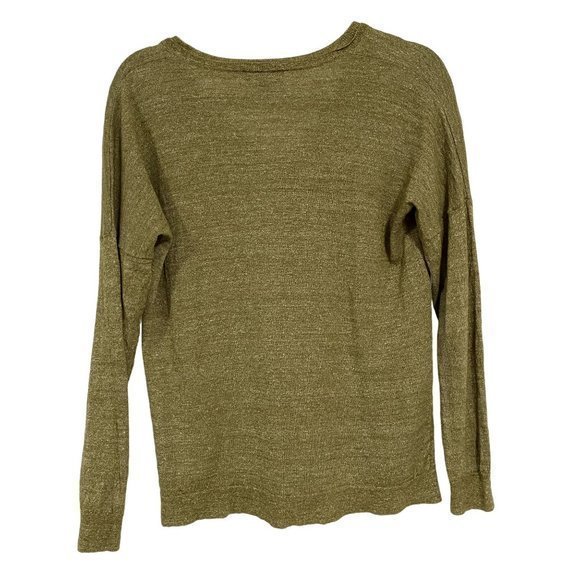 J. Crew Merino Wool Linen Blend V-Neck Sweater Heather Green Size M - Picture 5 of 7